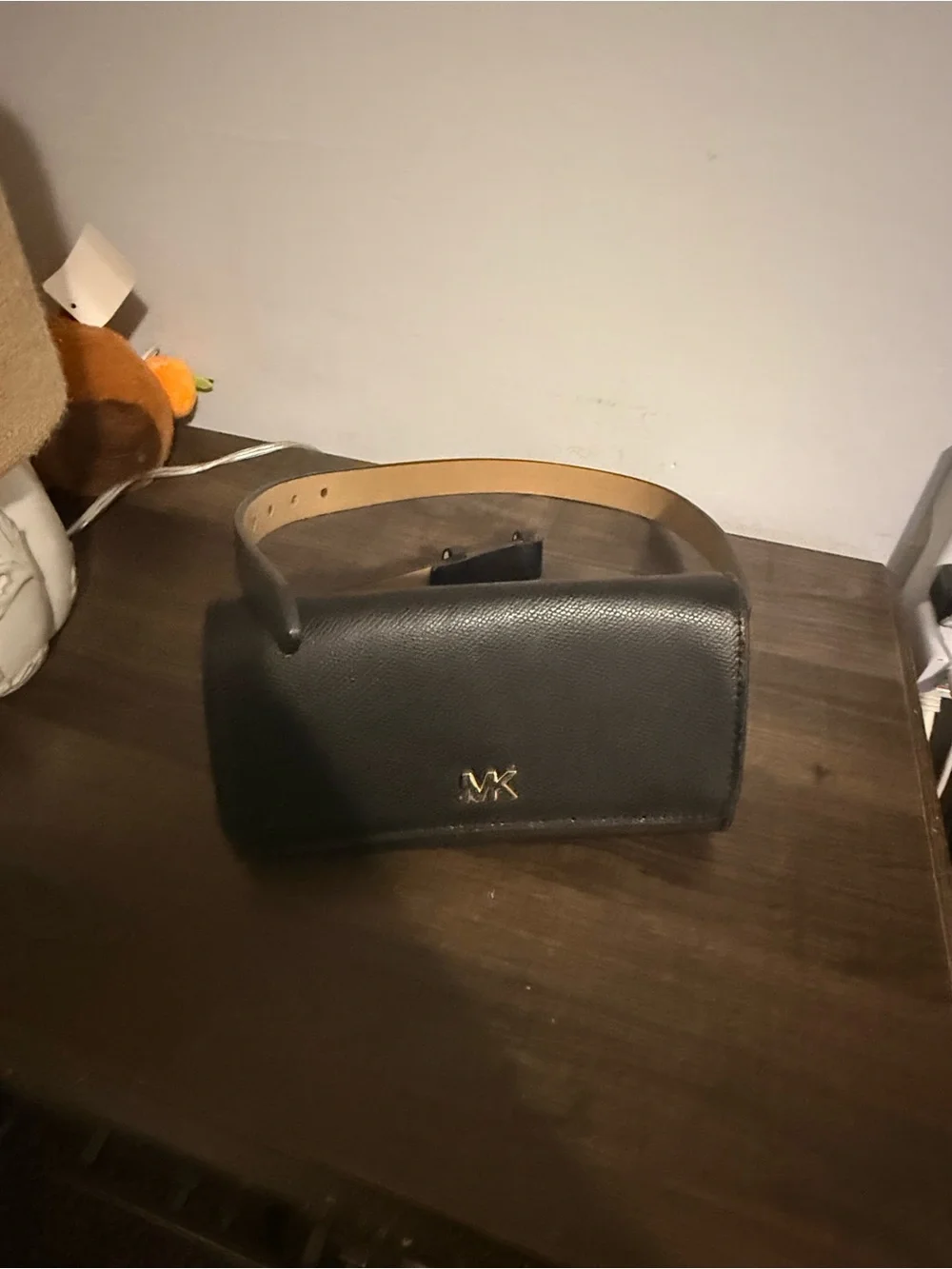 Michael Kors Black Leather Wallet with Gold MK Logo